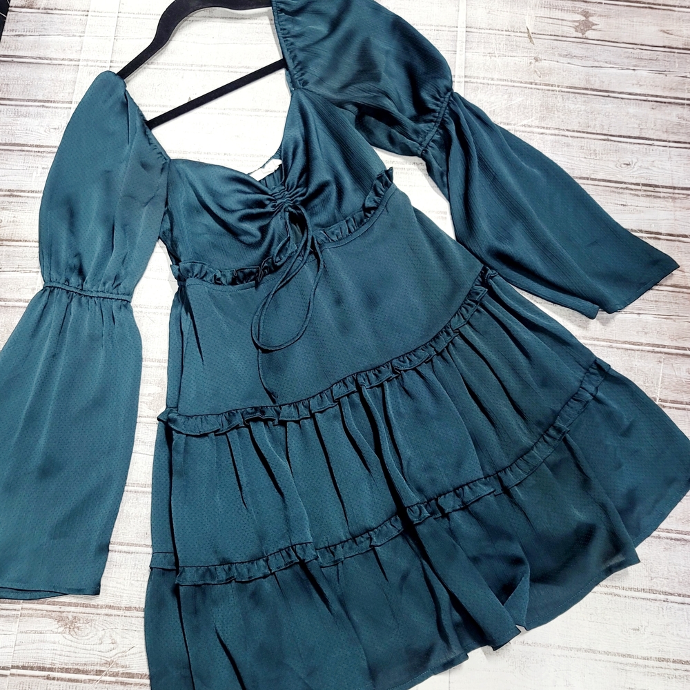 Lush Deep Teal Long Sleeve Dress